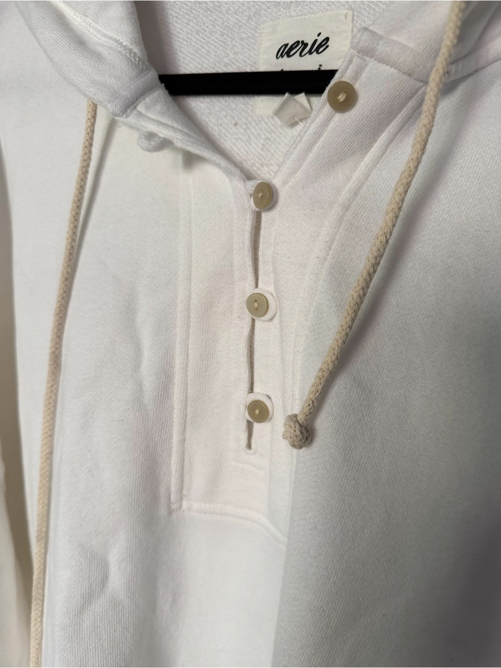 Aerie White Henley Sweatshirt Buttons Oversized Size Xl NWT - Picture 3 of 9
